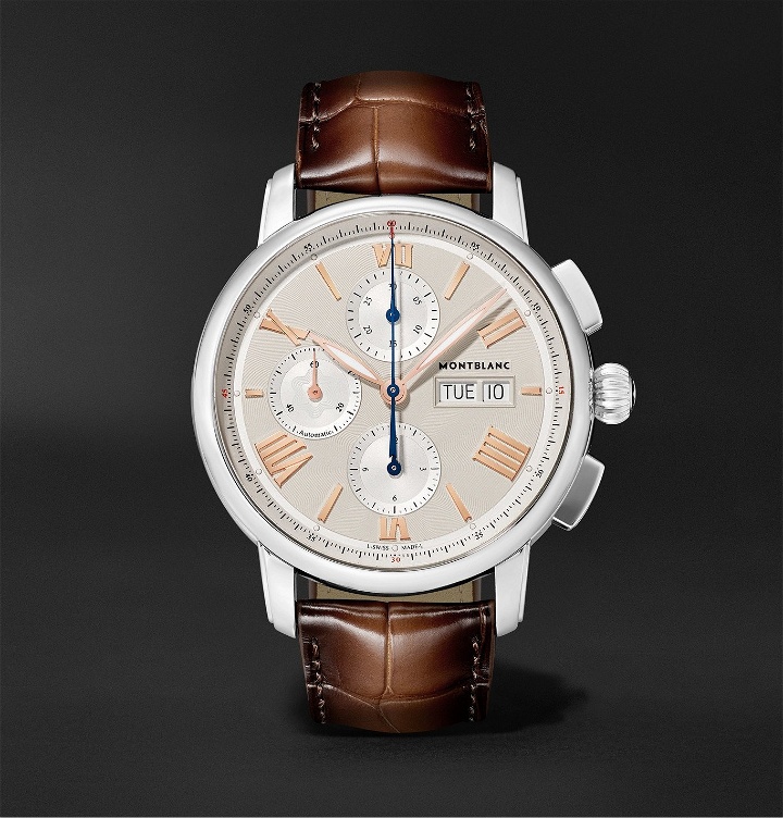 Photo: Montblanc - Star Legacy Automatic Chronograph 43mm Stainless Steel and Alligator Watch, Ref. No. 126080 - White