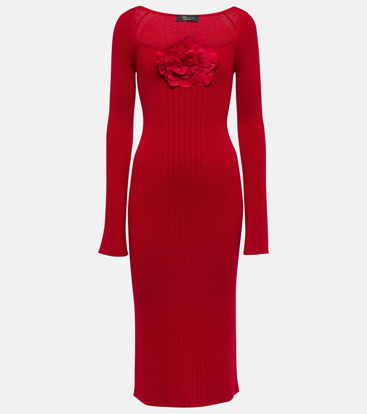 Blumarine - Floral appliqué silk-blend midi dress