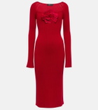 Blumarine - Floral appliqué silk-blend midi dress