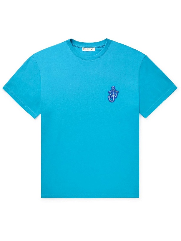 Photo: JW Anderson - Logo-Appliquéd Cotton-Jersey T-Shirt - Blue