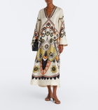La DoubleJ Twin Flame printed silk twill midi dress
