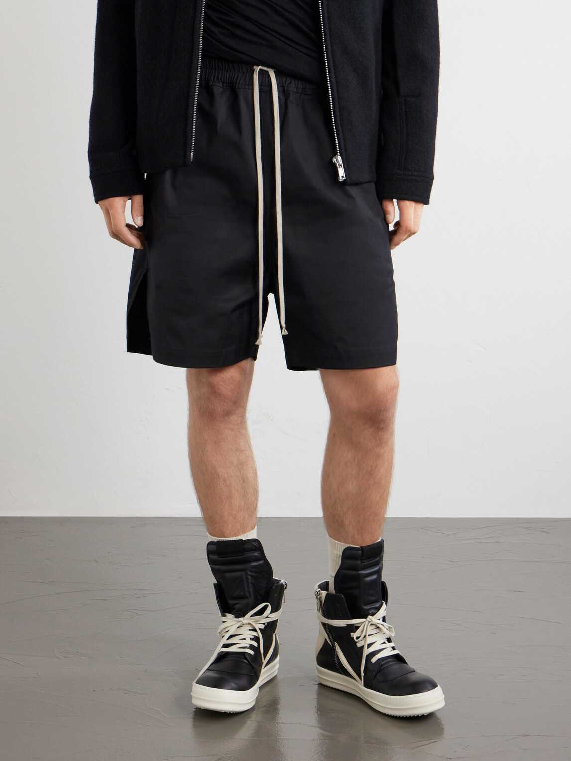 Rick Owens - Geobasket Panelled Leather and Rubber Sneakers - Black