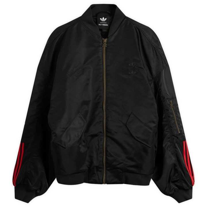 Photo: Adidas x Willy Chavarria Satin Bomber Jacket in Black