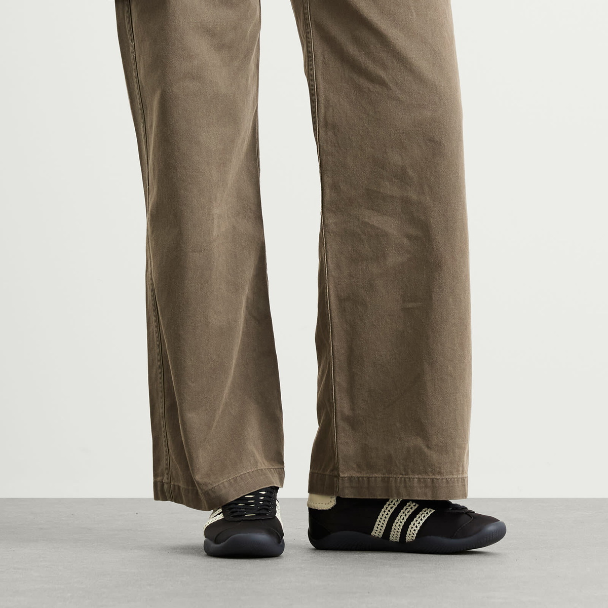 Adidas x Wales Bonner Karintha Lo Satin Sneaker in Core Black/Dark Brown/Cream White