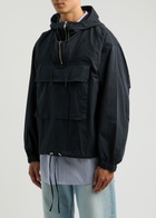 Helmut Lang Hooded Cotton-blend Jacket Navy