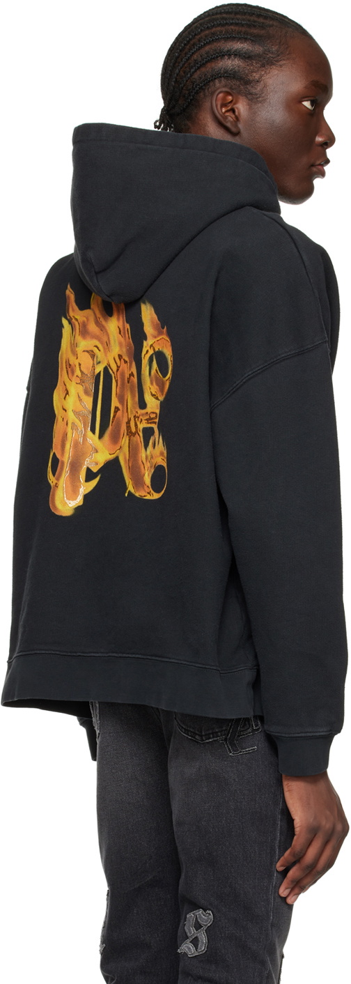 パーカー・フーディ Palm Angels \"BURNING MONOGRAM\" PRINT SWEATSHIRT Black Burning Monogram Hoodie by Palm Angels on Sale