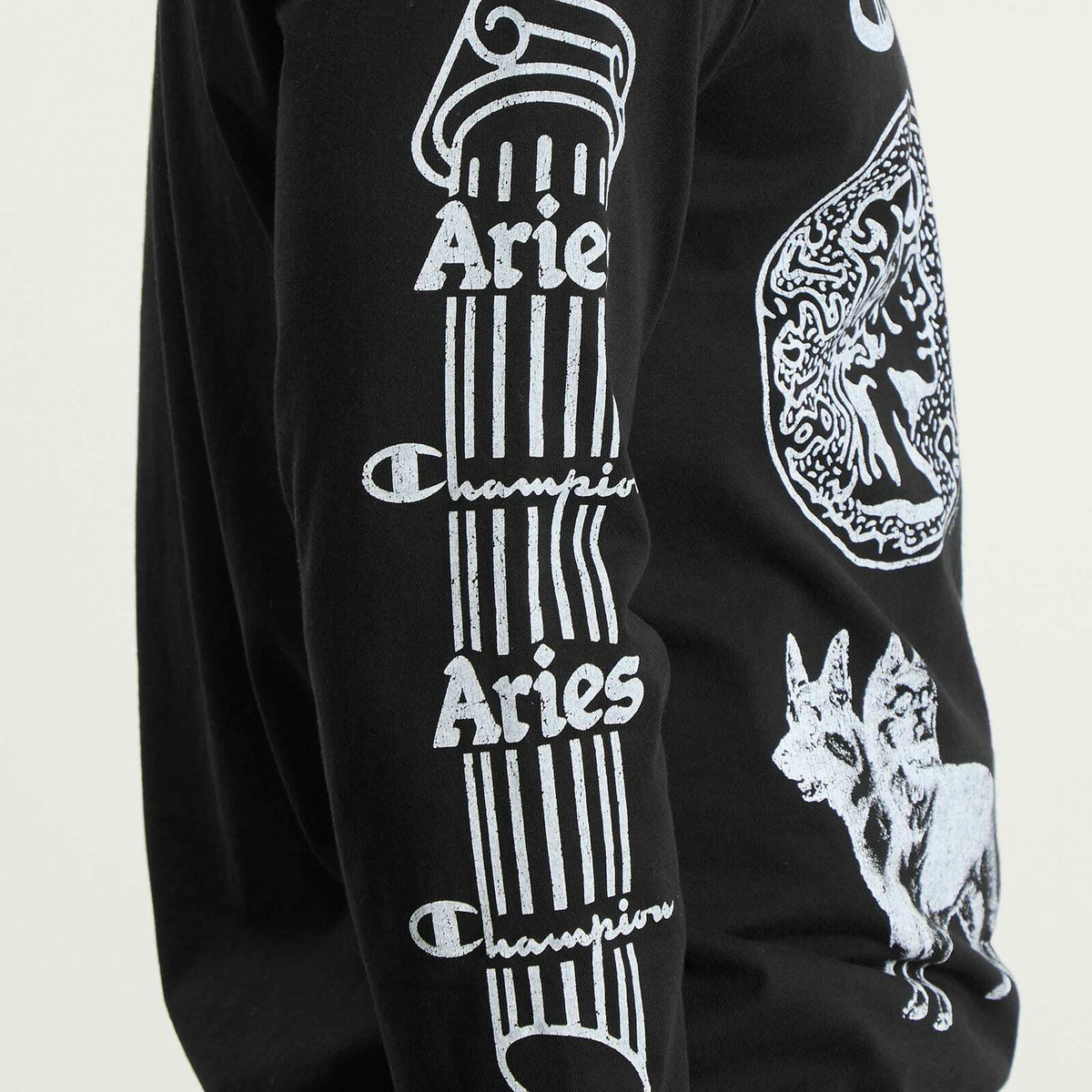 Champion Men's x Aries Sponsor Long Sleeve T-Shirt in Black