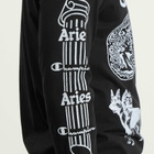 Champion Men's x Aries Sponsor Long Sleeve T-Shirt in Black