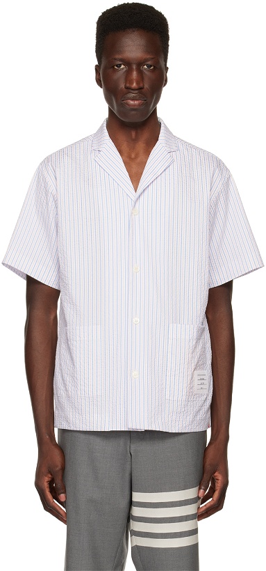 Photo: Thom Browne Blue & White Striped Shirt