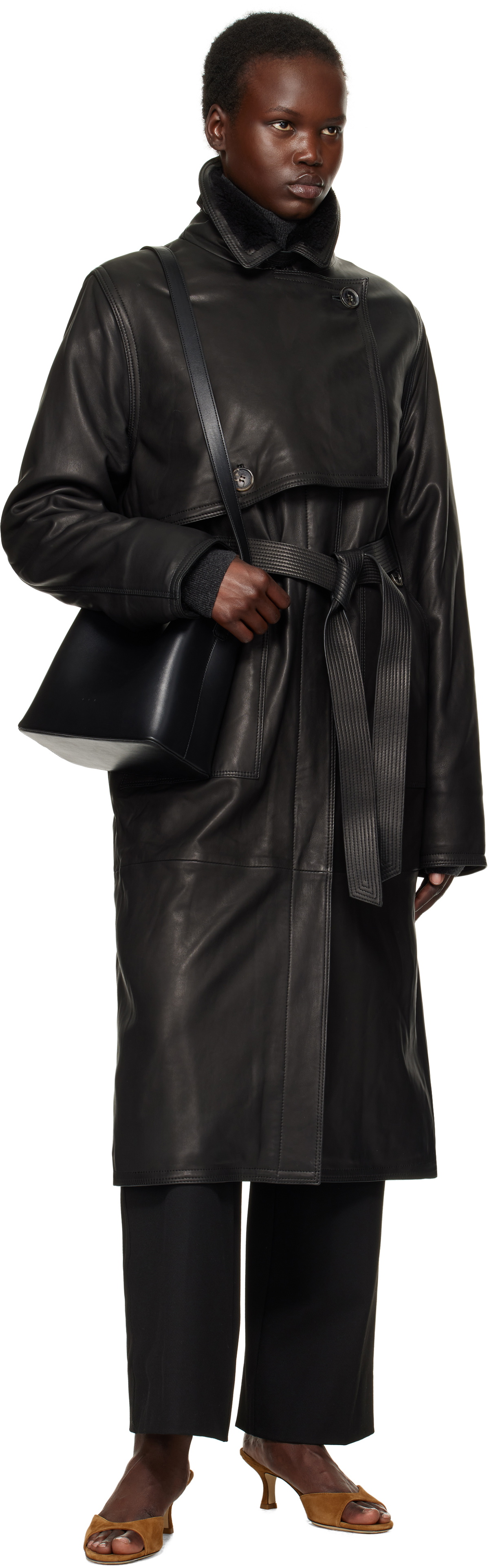 Saks Potts Black Sarit Leather Coat