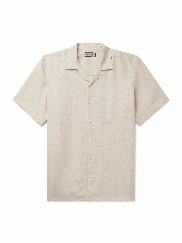 Photo: Canali - Camp-Collar Linen-Jacquard Shirt - Neutrals