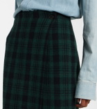 Polo Ralph Lauren Checked fringed wool-blend wrap skirt