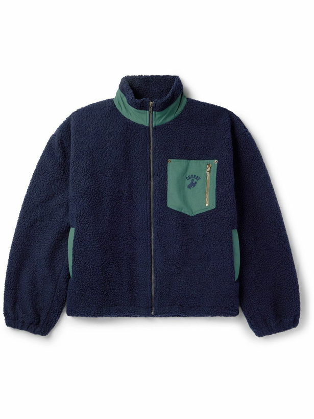 Photo: Cherry Los Angeles - Logo-Appliquéd Twill-Trimmed Cotton-Fleece Jacket - Blue