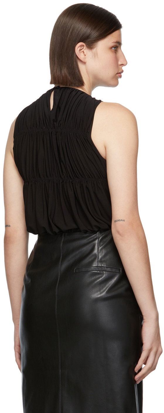 Matériel Tbilisi Black Sleeveless Gathered Bodysuit