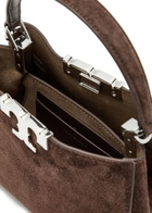 Tory Burch Eleanor Mini T-logo Suede top Handle bag - Dark Brown - One Size