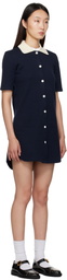 Thom Browne Navy Solid Double Face Knit Polo Minidress
