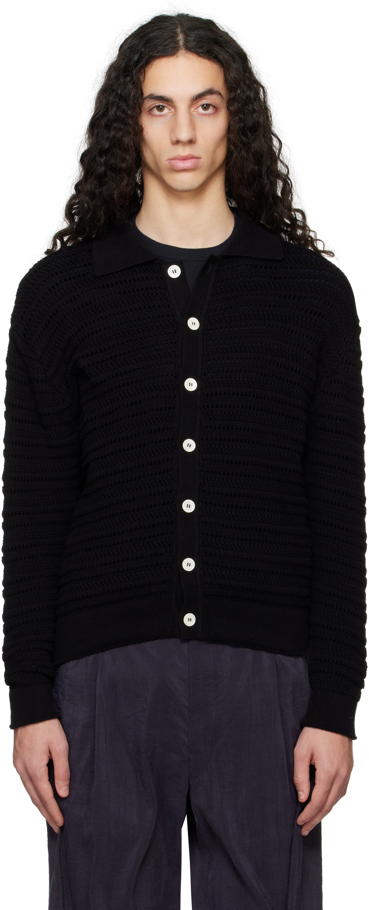 Dunst Black Open Collared Cardigan