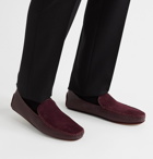 Manolo Blahnik - Mayfair Leather and Suede Driving Shoes - Burgundy