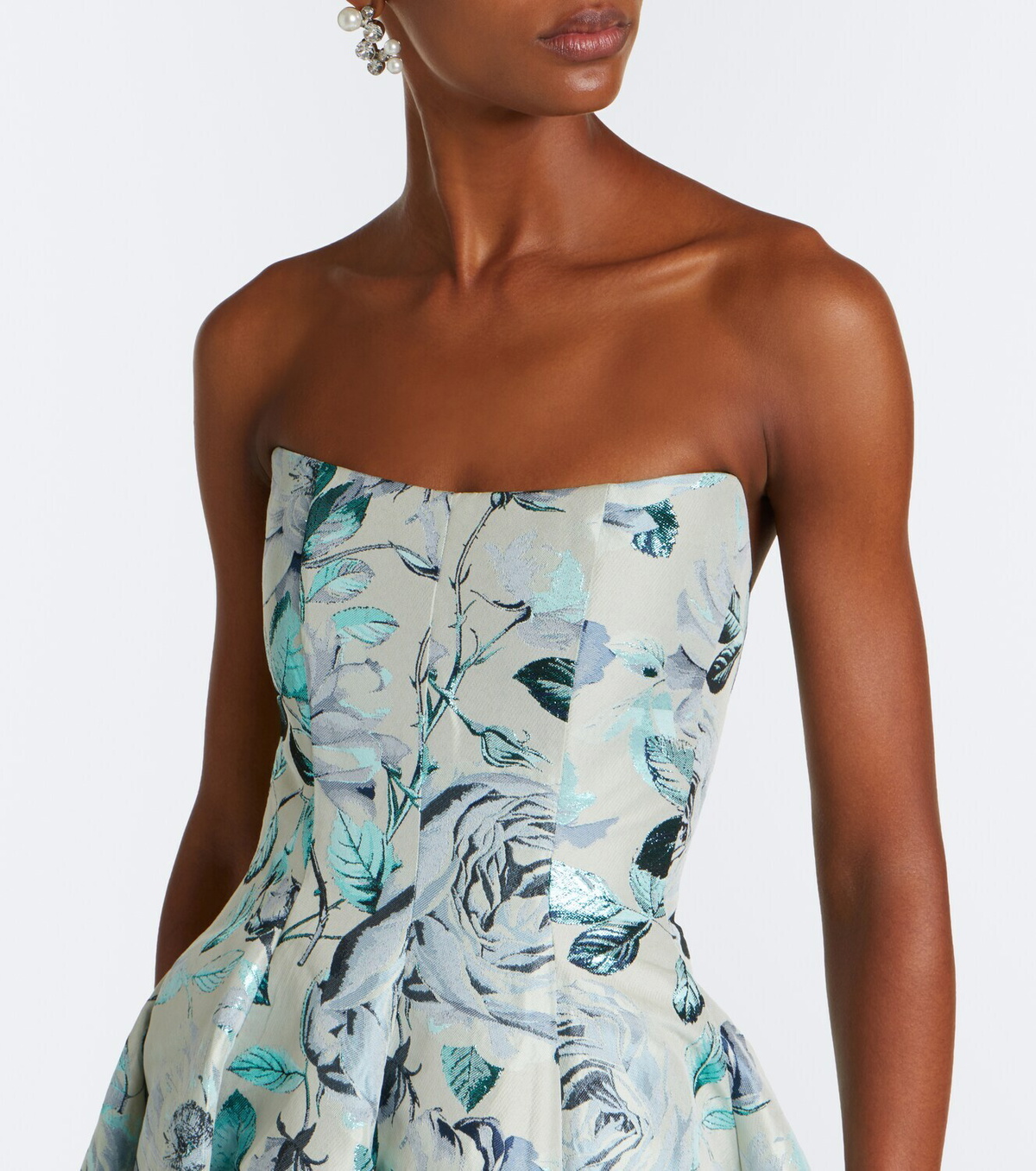 Markarian Laila floral brocade bustier gown