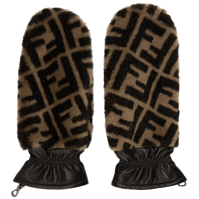 Photo: Fendi Black and Brown Fur Forever Fendi Gloves