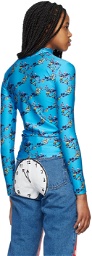 Meryll Rogge Blue Floral Long Sleeve T-Shirt