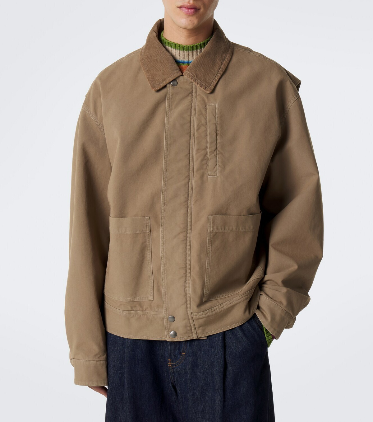 Dries Van Noten Corduroy-trimmed cotton field jacket