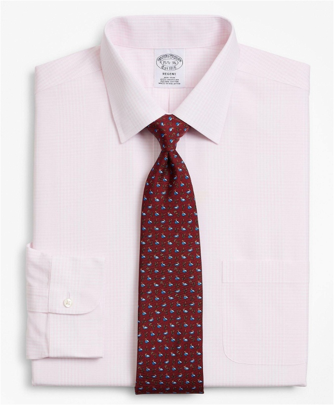 Photo: Brooks Brothers Men's Regent Regular-Fit Dress Shirt, Non-Iron Glen Plaid | Pink