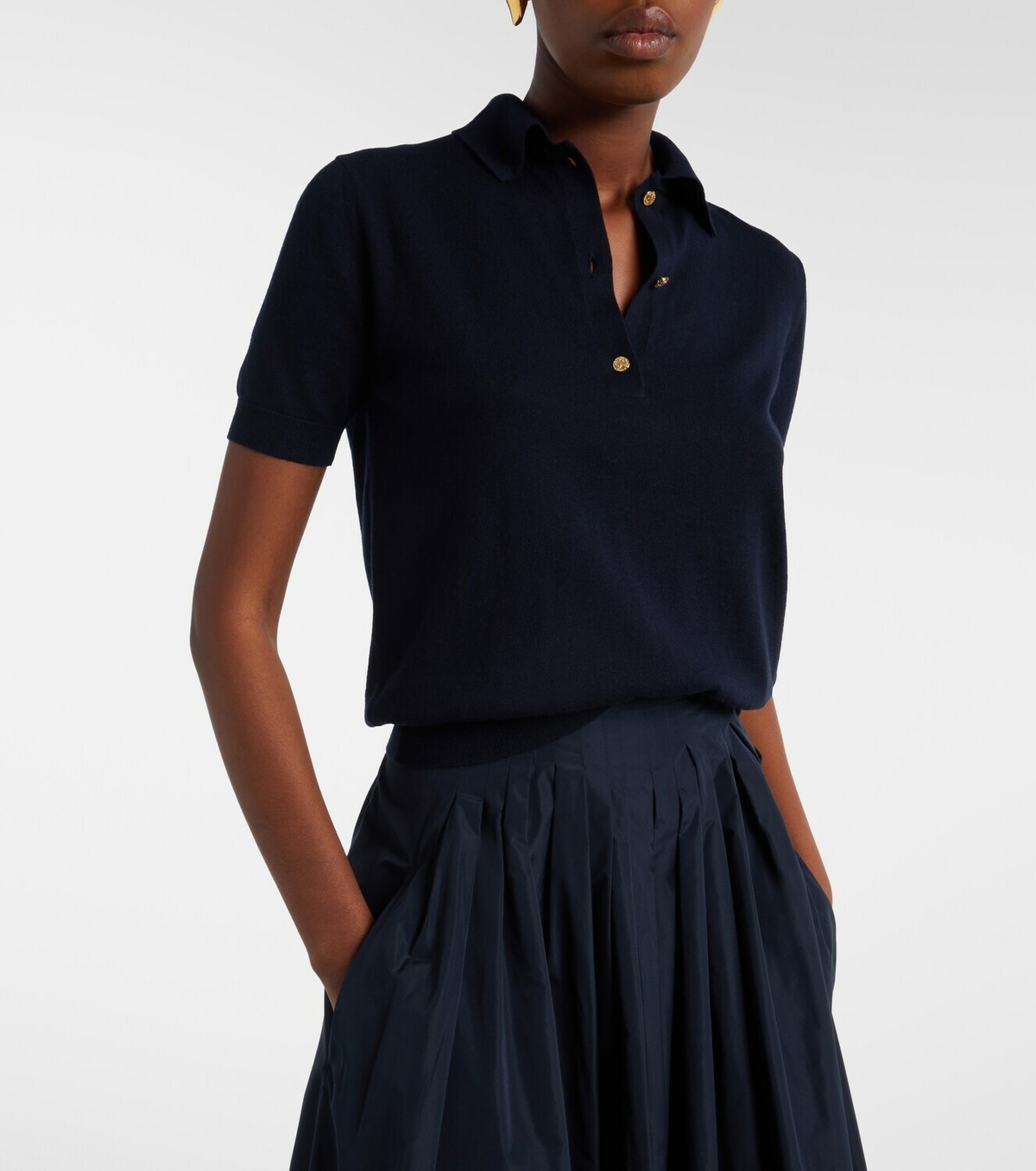 'S Max Mara Cotton, silk, and cashmere polo sweater
