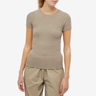 Stylerunner Women's Short Sleeve Fine Ribbed Body in Pebble