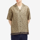 Gucci Men's Silk GG Monogram Vacation Shirt in Green