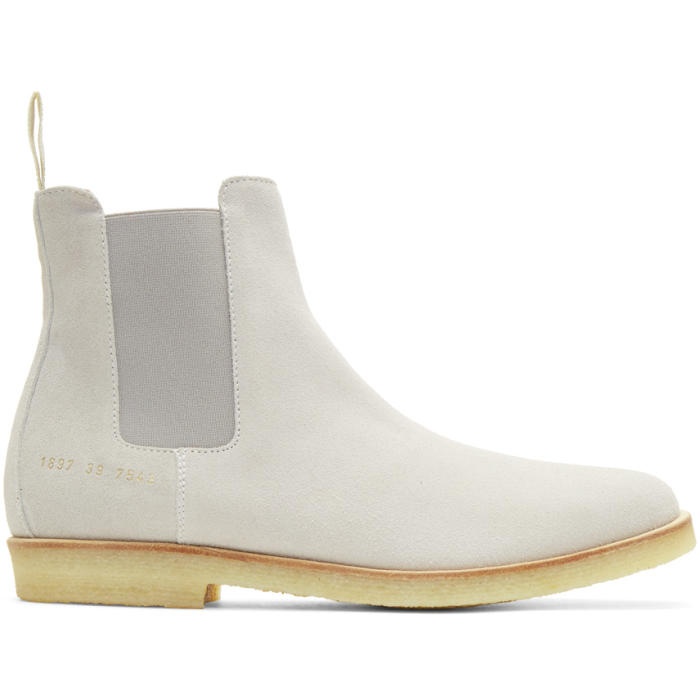 Photo: Common Projects Grey Suede Chelsea Boots 