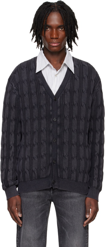 Photo: Solid Homme Gray V-Neck Washed Cardigan