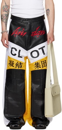 LU'U DAN Yellow & White CLOT Edition Moto L-D Faux-Leather Trousers