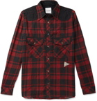 And Wander - Shell-Panelled Checked Wool-Blend Shirt - Men - Red
