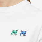 Maison Kitsuné Women's Double Seasonal Fox Head Patch Cropped T-Shirt in White