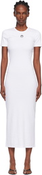 Marine Serre White Moon Logo Ribbed Jersey Tube Maxi Dress