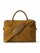 Métier - Closer Slim Leather-Trimmed Suede Briefcase