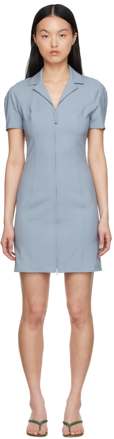 jacquemus light blue dress Red Strapless Short Dress with Ruched Side
