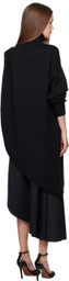 ALAÏA Black Asymmetrical Cape Turtleneck