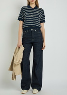 Moncler Striped Logo Terry Polo Shirt Navy