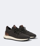 Tod's Knitted leather-trimmed sneakers