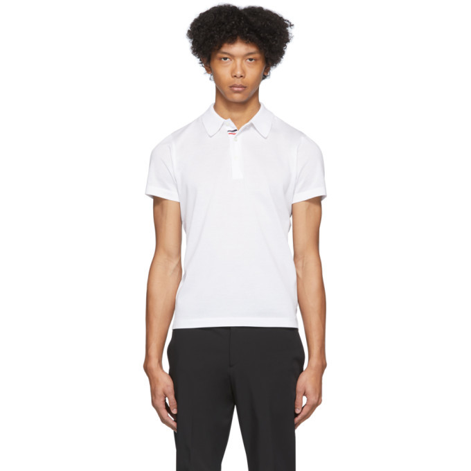 Moncler White Pique Polo Moncler