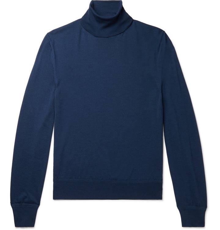 Photo: TOM FORD - Slim-Fit Cashmere and Silk-Blend Rollneck Sweater - Blue