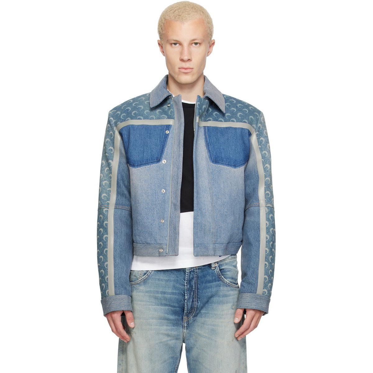 Marine Serre Blue Regenerated Boxy Denim Jacket