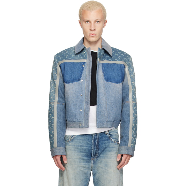 Photo: Marine Serre Blue Regenerated Boxy Denim Jacket