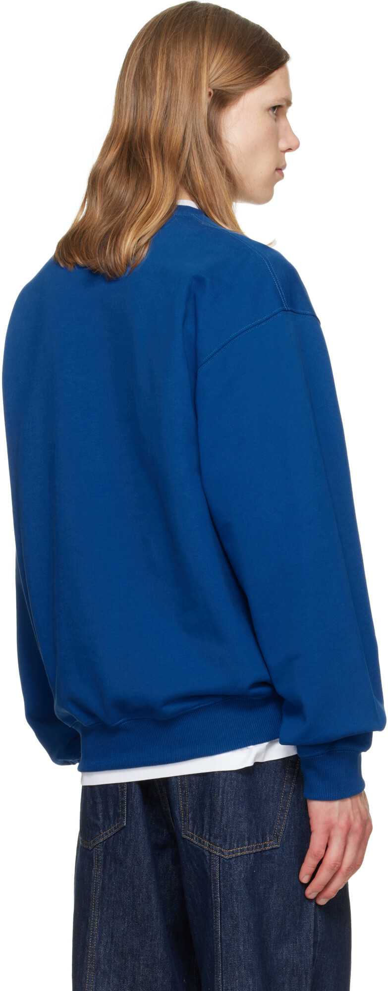 Helmut Lang Blue Varsity Crew Sweatshirt