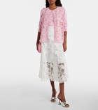 Oscar de la Renta Floral lace-trimmed silk-blend cardigan