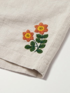 Portuguese Flannel - Spring Straight-Leg Embroidered Linen and Cotton-Blend Shorts - Neutrals