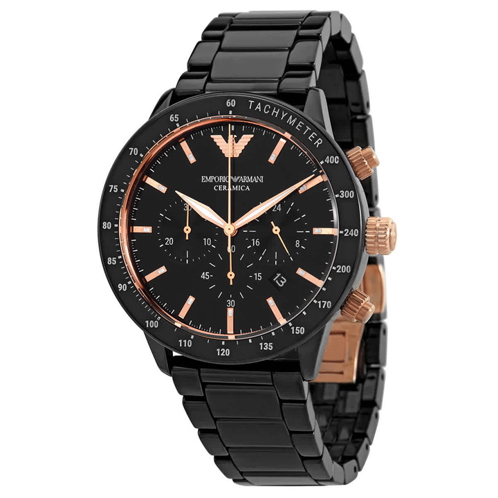 Photo: Emporio Armani Chronograph Quartz Black Dial Mens Watch AR70002