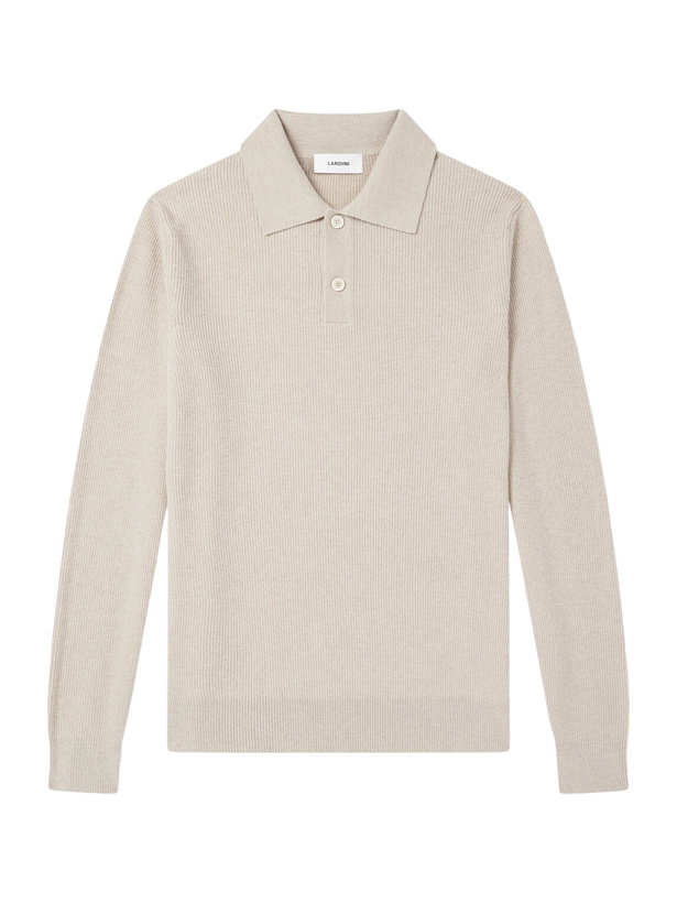 Photo: Lardini - Knitted Wool and Cashmere-Blend Polo Shirt - Neutrals